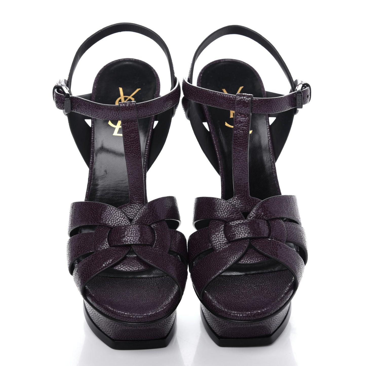 Textured Calfskin Tribute 105 Platform Sandals 39.5 Cigar Burgundy