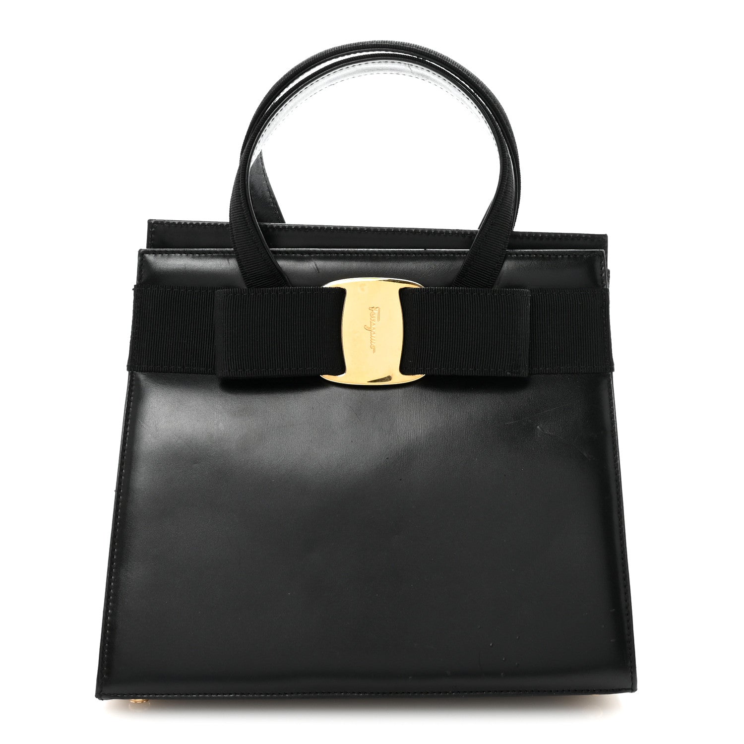 Salvatore Ferragamo Calfskin Medium Vara Bow Top Handle Tote Black 1 of 9
