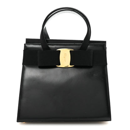 Salvatore Ferragamo Calfskin Medium Vara Bow Top Handle Tote Black 1 of 9