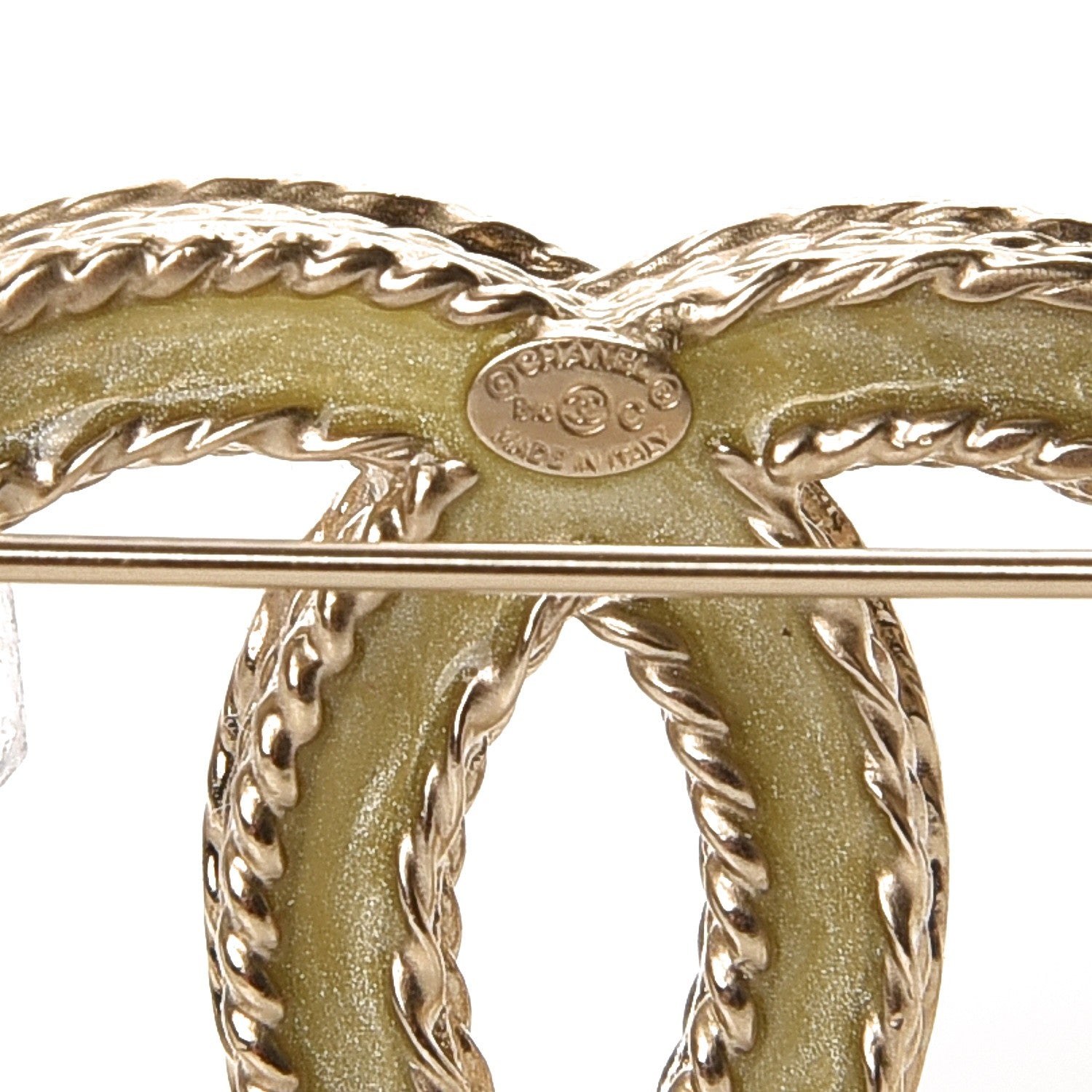 Chanel Crystal CC Brooch Light Gold 4 of 5