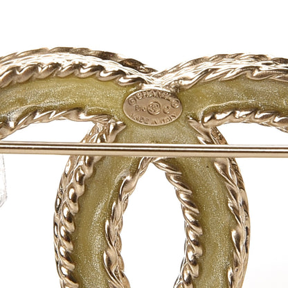 Chanel Crystal CC Brooch Light Gold 4 of 5