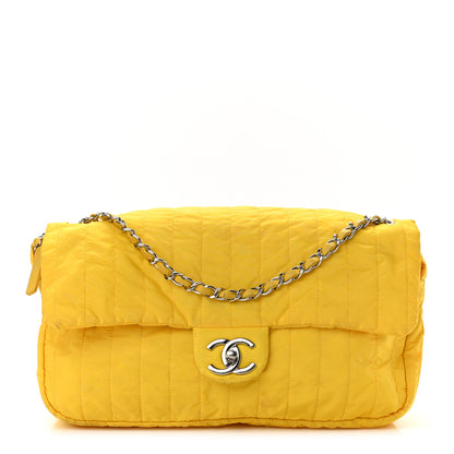 Chanel Nylon Vertical Quilted Jumbo Flap Yellow 1 of 16