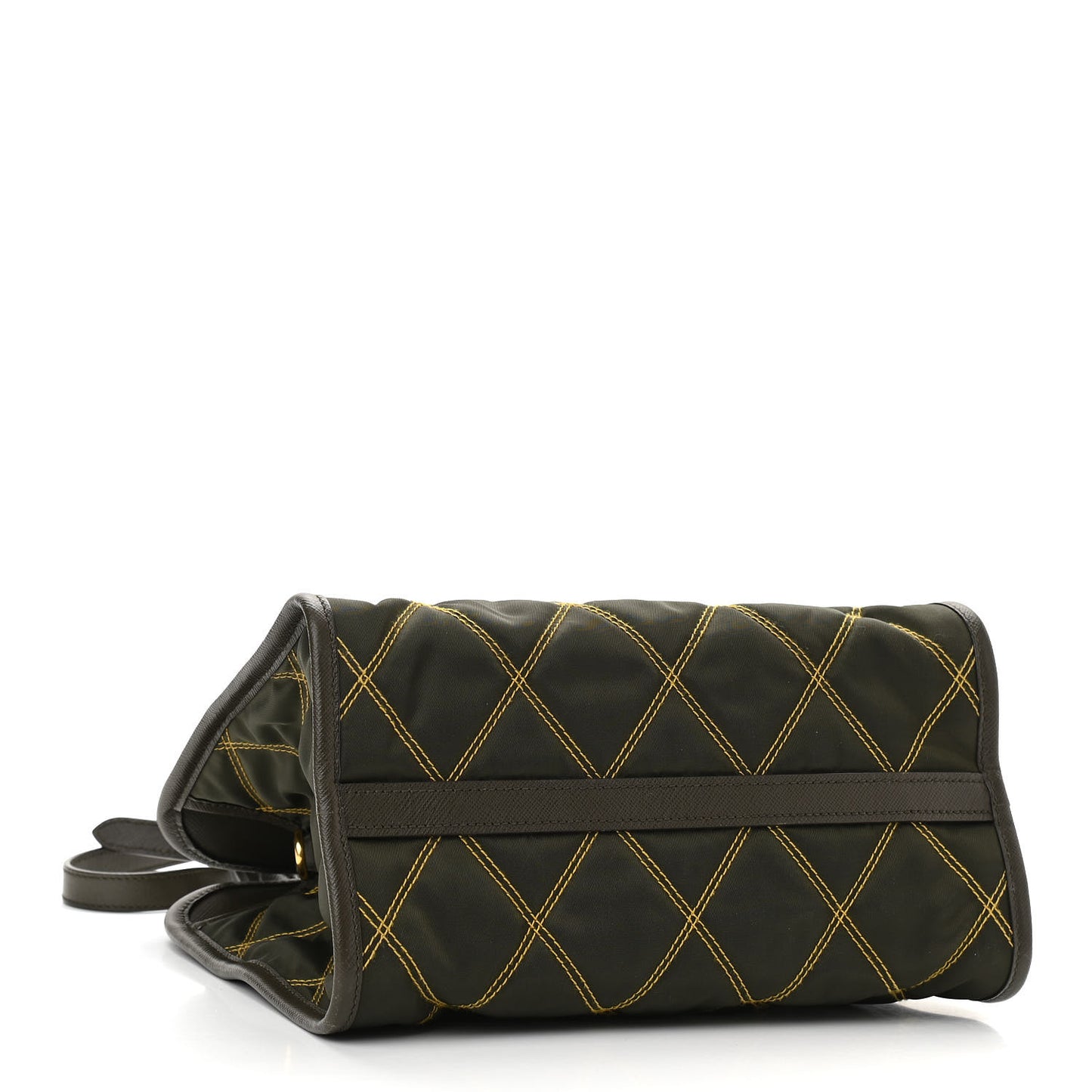 Saffiano Tessuto Nylon Impunturato Quilted Shopper Militare Soleil