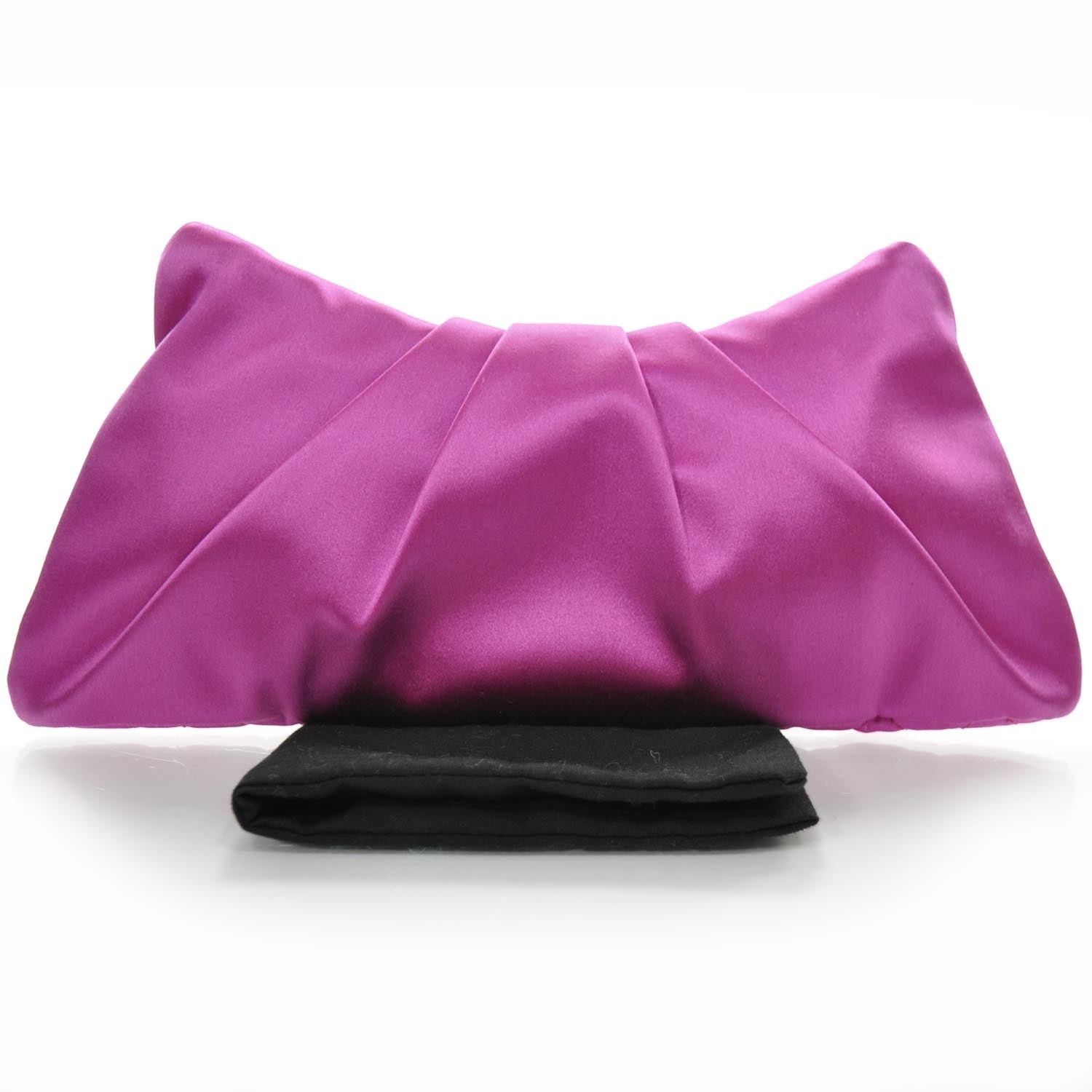 Chanel Satin Quilted Flap Clutch Fuchsia 3 of 8