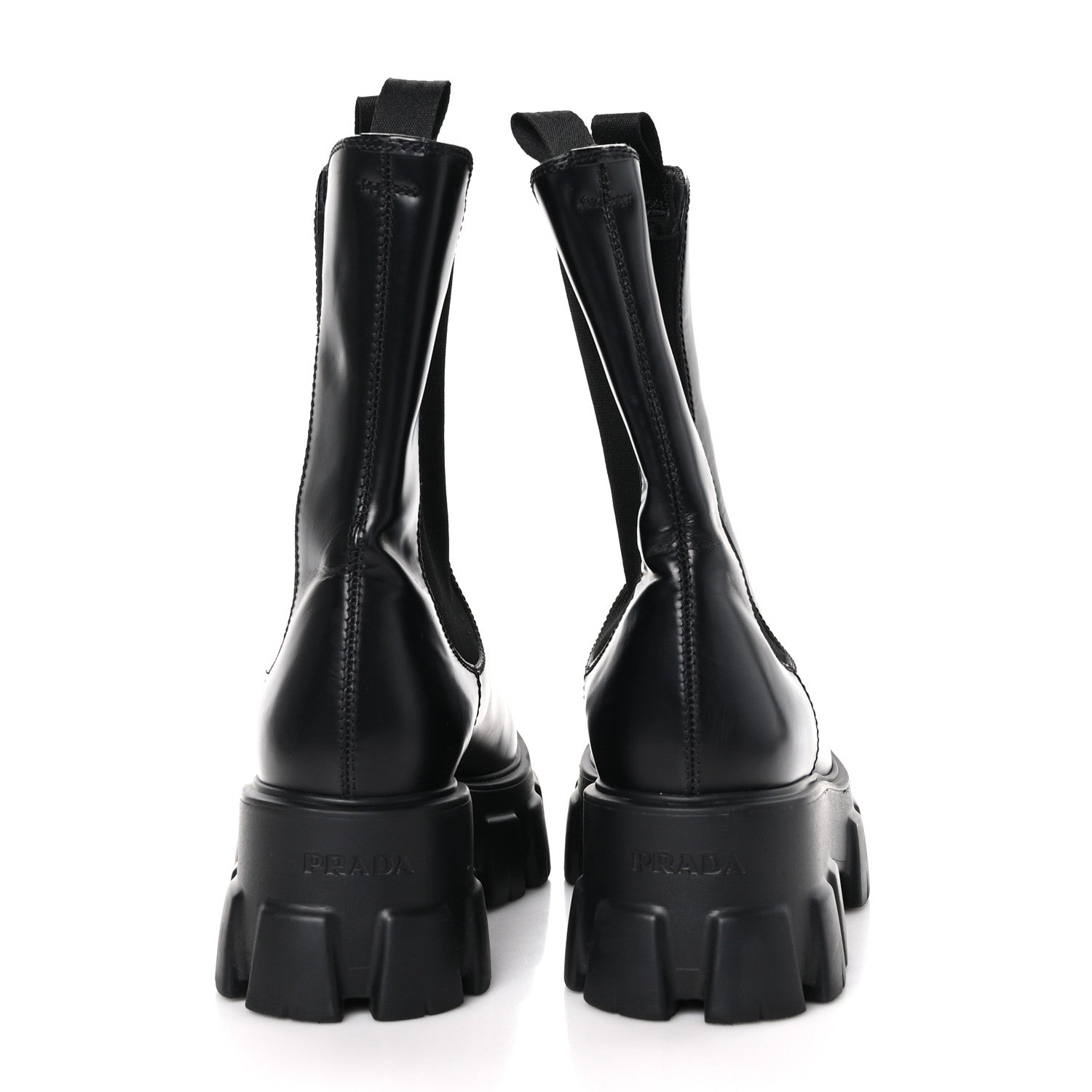 Prada Spazzolato Rois Mens Monolith Chelsea 55mm Tall Boots 38 Black 5 of 10