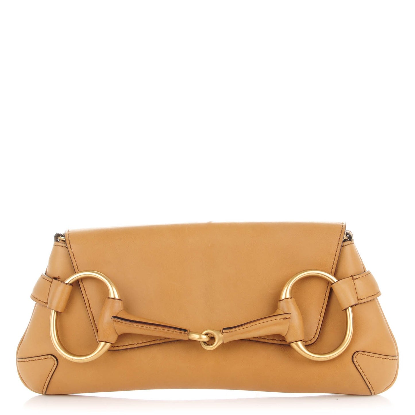 Calfskin Horsebit Chain Clutch Tan