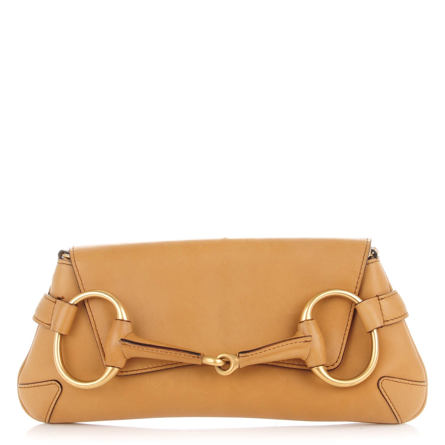 Gucci Calfskin Horsebit Chain Clutch Tan 1 of 8