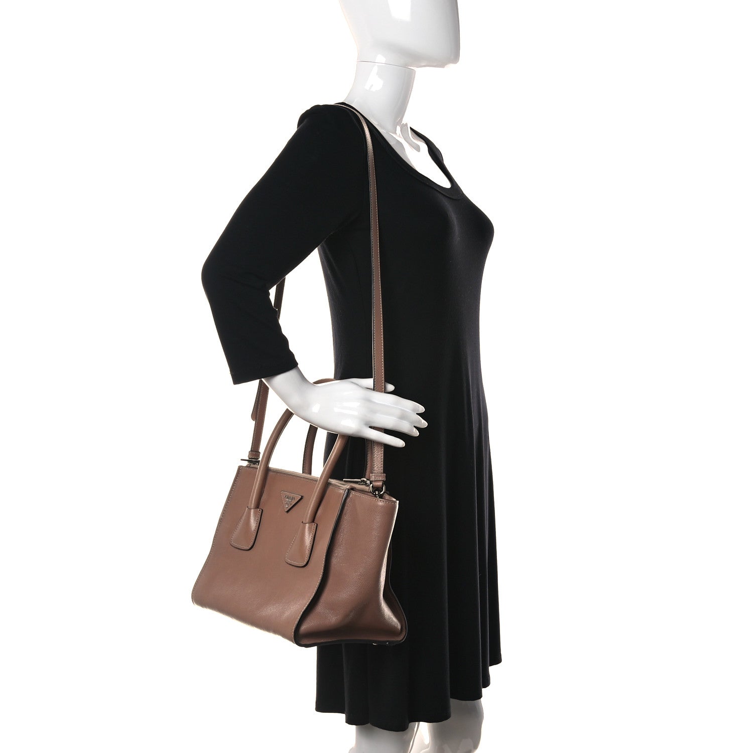 Prada Glace Calf Twin Pocket Tote Caramel 2 of 19