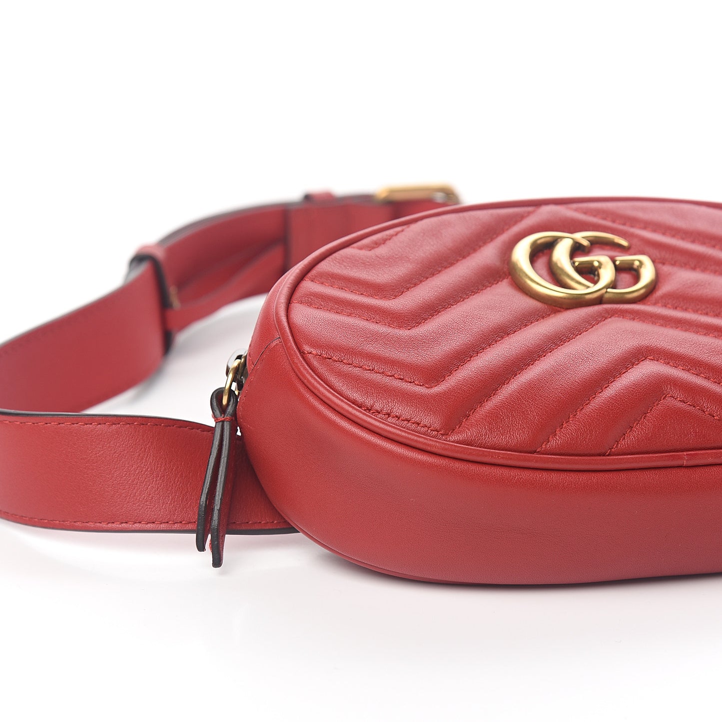 Calfskin Matelasse GG Marmont Belt Bag 95 38 Hibiscus Red