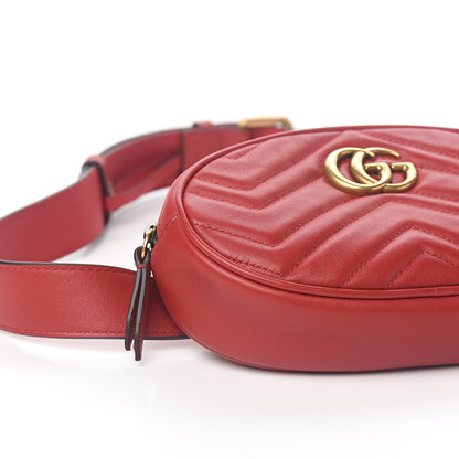 Gucci Calfskin Matelasse GG Marmont Belt Bag 95 38 Hibiscus Red 7 of 8