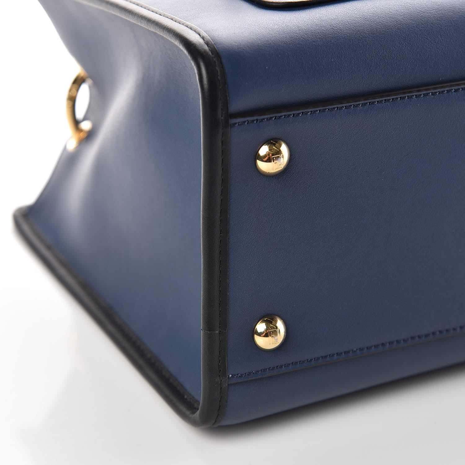 Fendi Vitello Century Opaco F is Fendi Bi-Color Small Runaway Satchel Blu Scuro Black 9 of 10