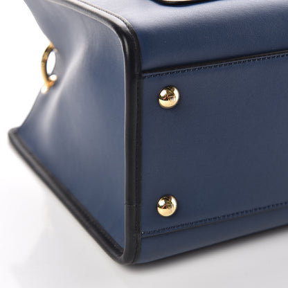 Fendi Vitello Century Opaco F is Fendi Bi-Color Small Runaway Satchel Blu Scuro Black 9 of 10
