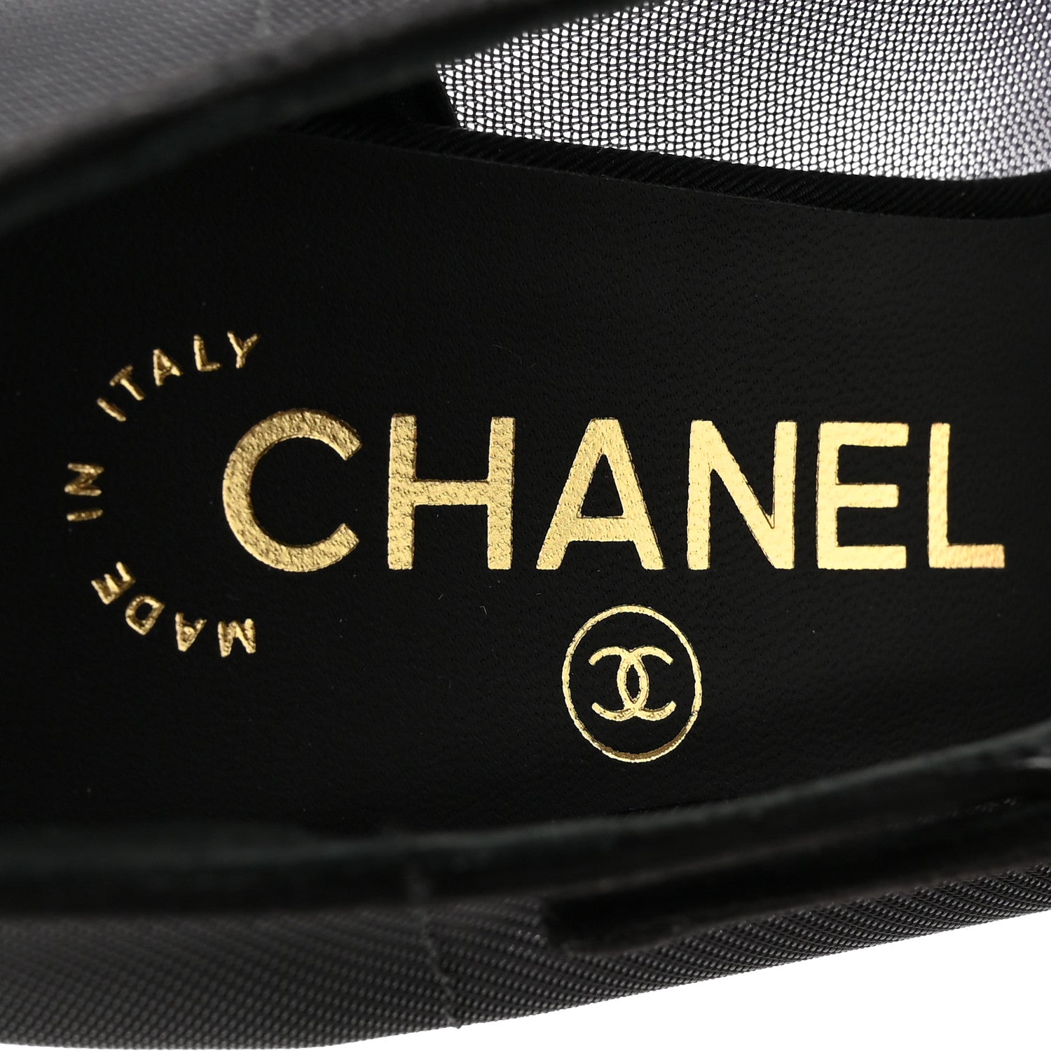Chanel Mesh Suede Grosgrain Pearls Cap Toe Open Slingback Pumps 37 Black 7 of 9