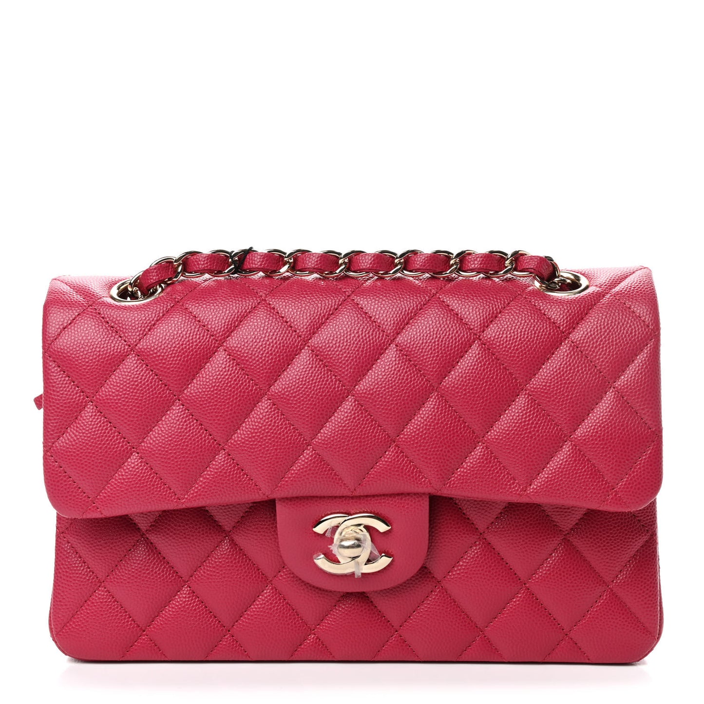 Caviar Quilted Small Double Flap Dark Pink