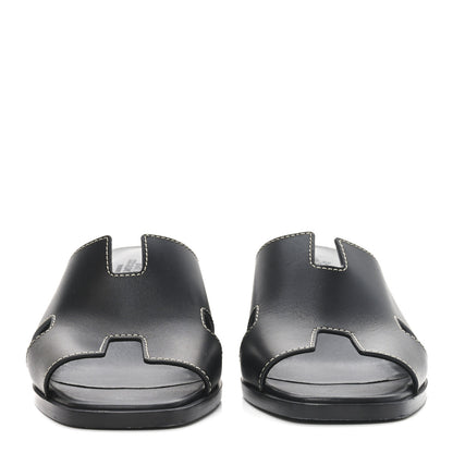 Hermes Calfskin Helia Sandals 37.5 Black 3 of 9