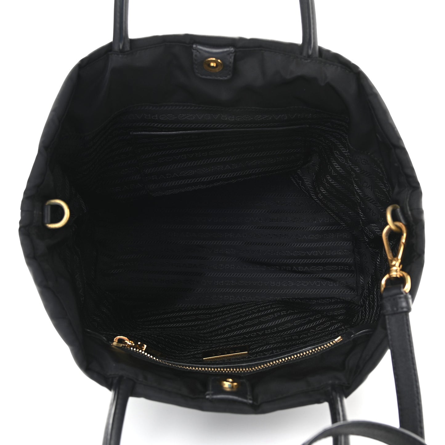 Tessuto Nylon Calfskin Tote Black