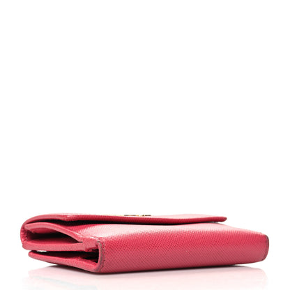 Prada Saffiano Tri Fold Compact Wallet Peonia 4 of 15
