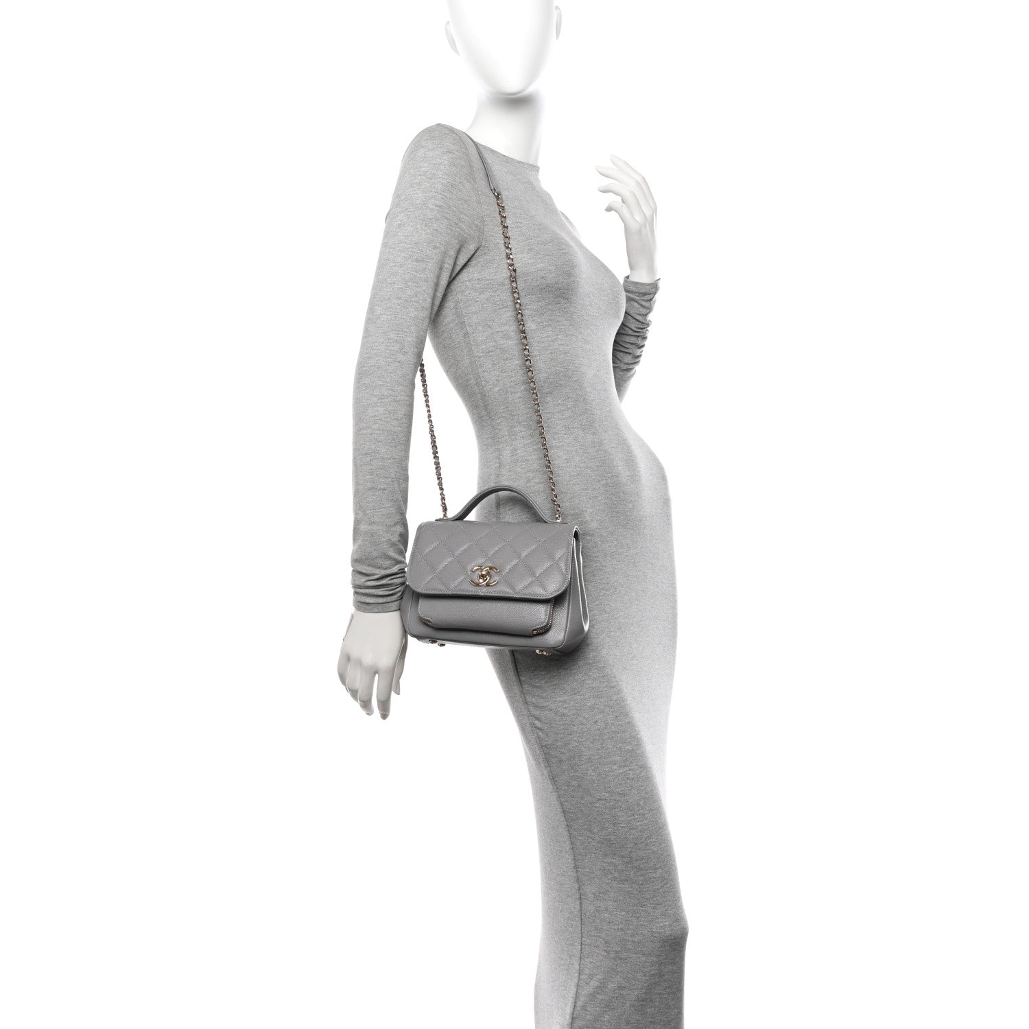Chanel Caviar Quilted Small Business Affinity Flap Grey 2 of 11