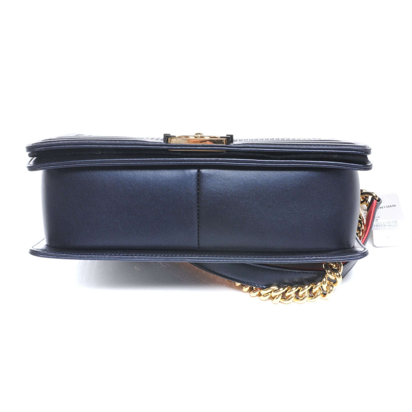 Lambskin Square Quilted Large Boy Cube Flap Navy and Red