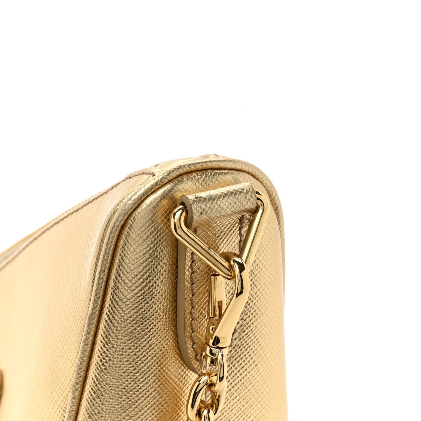 Saffiano Lux Triangle Shoulder Bag Platino