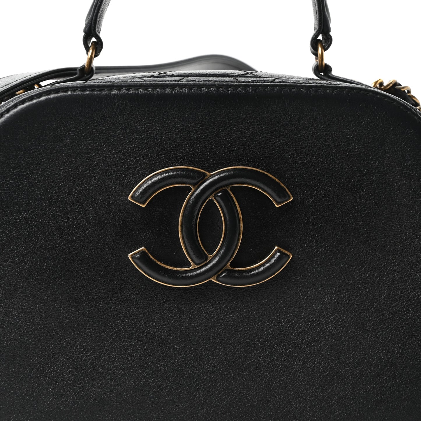 Shiny Calfskin Goatskin Small Coco Curve Vanity Bag Black