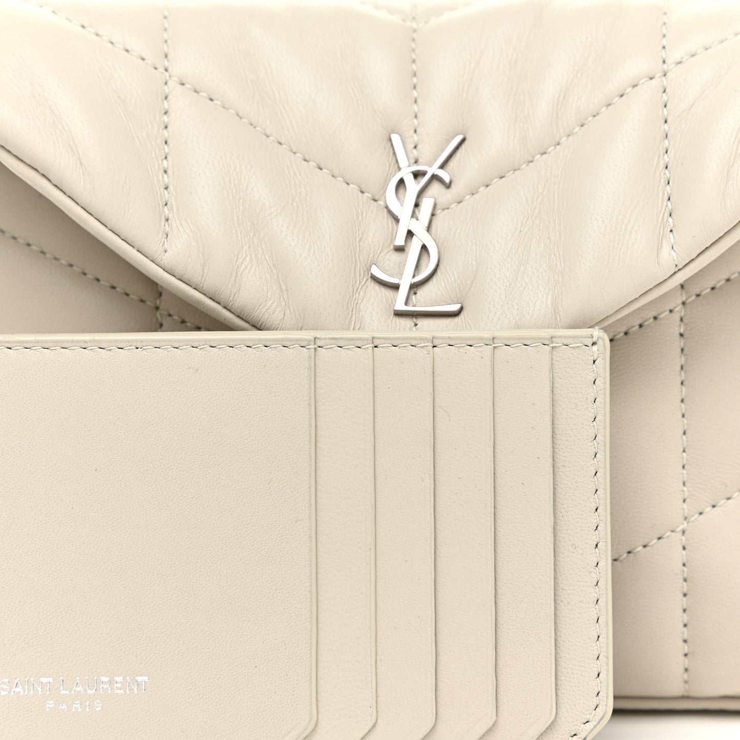 Lambskin Monogram Loulou Puffer Pouch Clutch Crema Soft