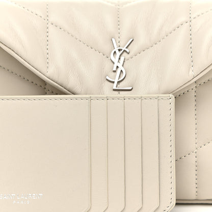 Saint Laurent Lambskin Monogram Loulou Puffer Pouch Clutch Crema Soft 9 of 13