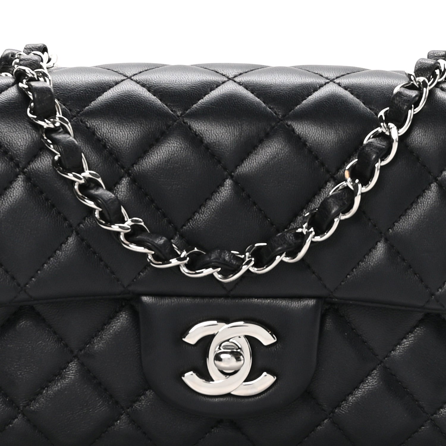Chanel Lambskin Quilted Mini Rectangular Flap Black 8 of 12