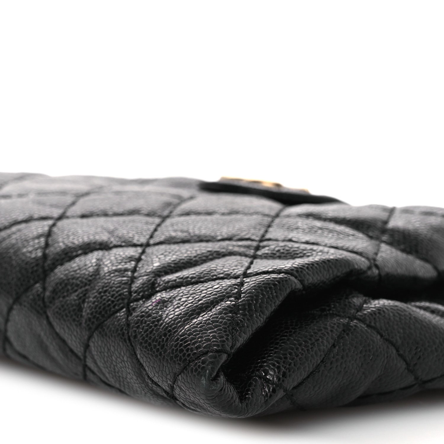 Chanel Crumpled Grained Calfskin Quilted Coco Pleats Clutch Black 10 of 12