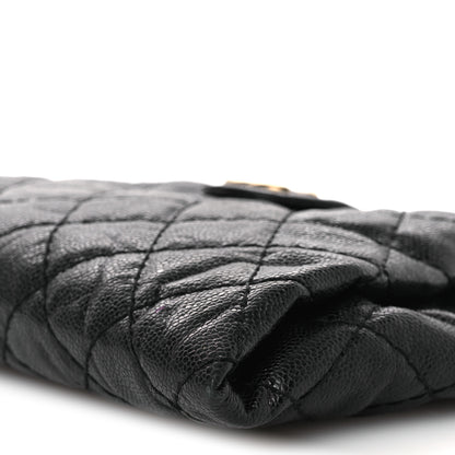 Chanel Crumpled Grained Calfskin Quilted Coco Pleats Clutch Black 10 of 12