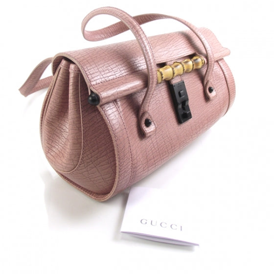 Gucci Leather Bamboo Bullet Satchel Rose 4 of 10