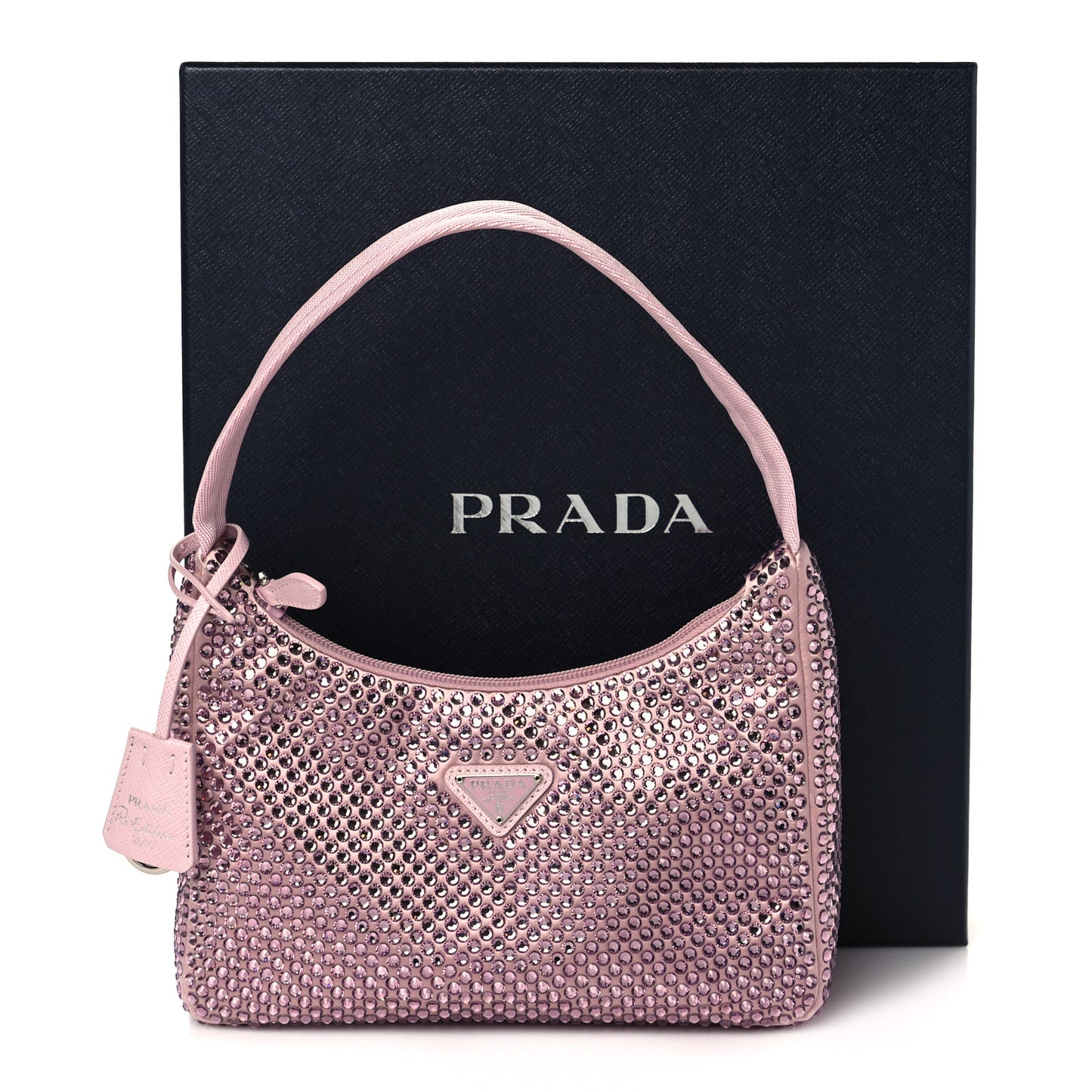 Satin Crystal Mini Re-Edition 2000 Bag Alabastro