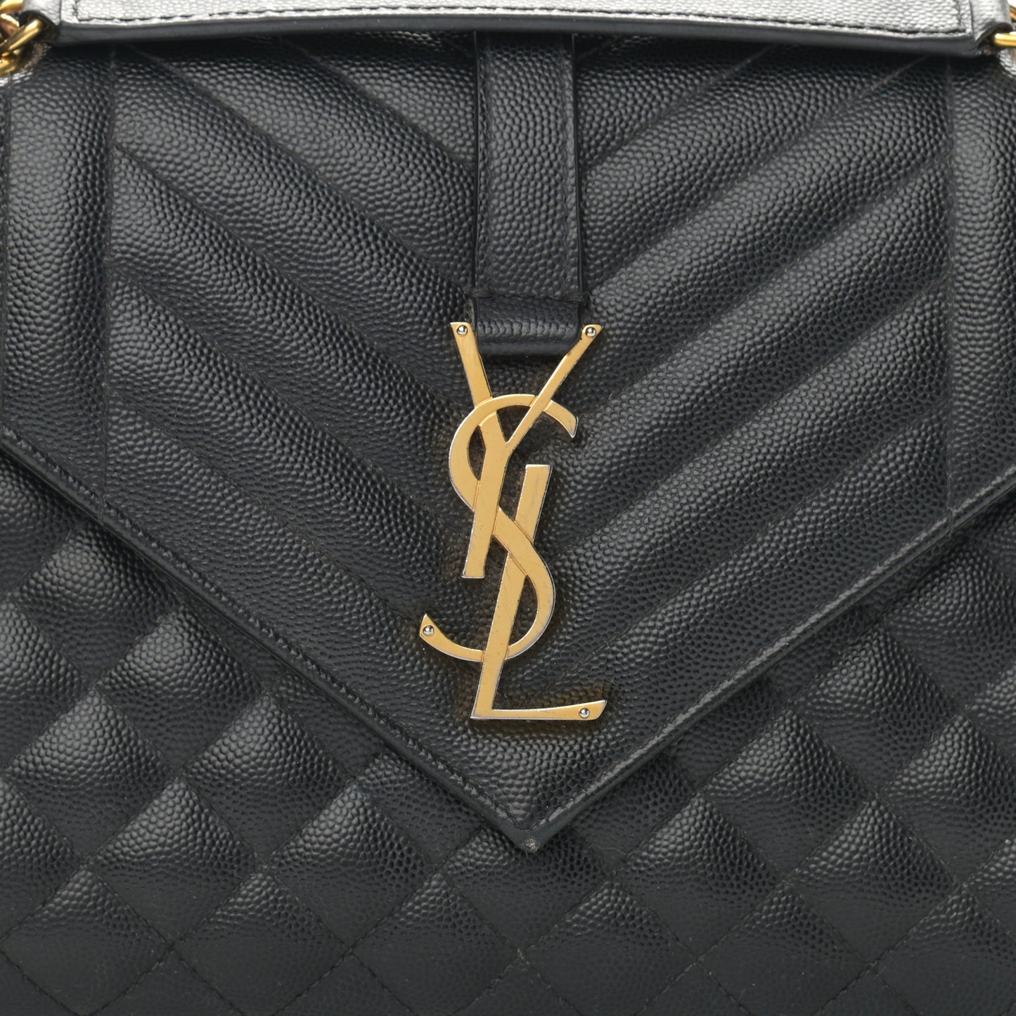 Grain De Poudre Textured Mixed Matelasse Triquilt Medium Monogram Satchel Black