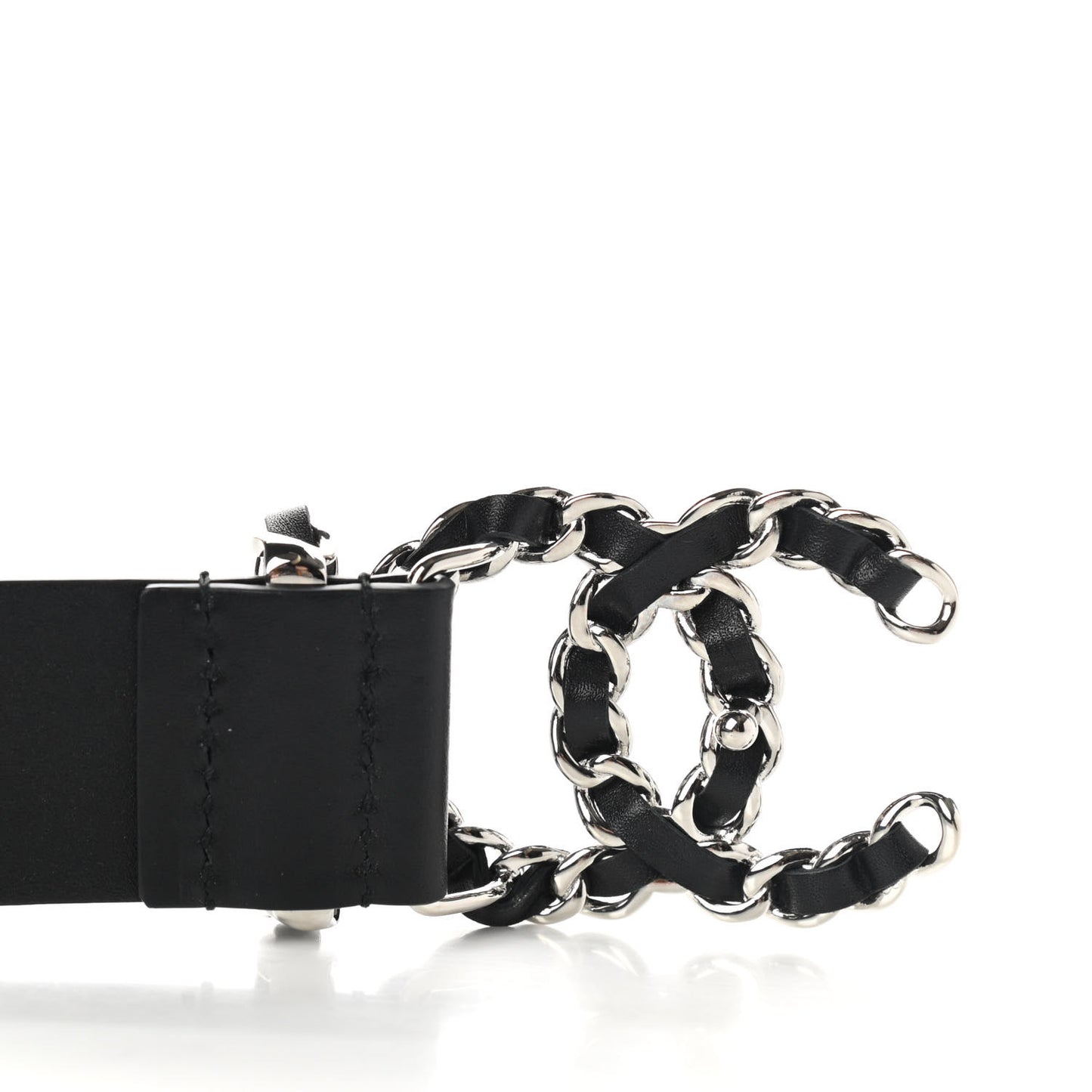 Calfskin CC Chain Belt 90 36 Black