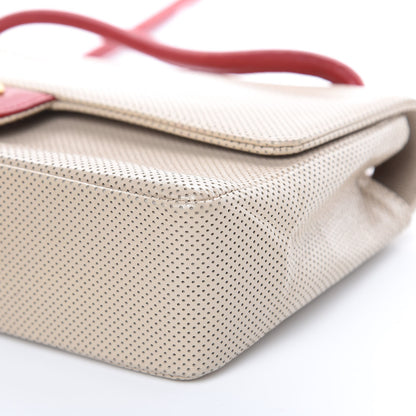 Chanel Lambskin Perforated Medium Single Flap Bag Red Beige 9 of 14