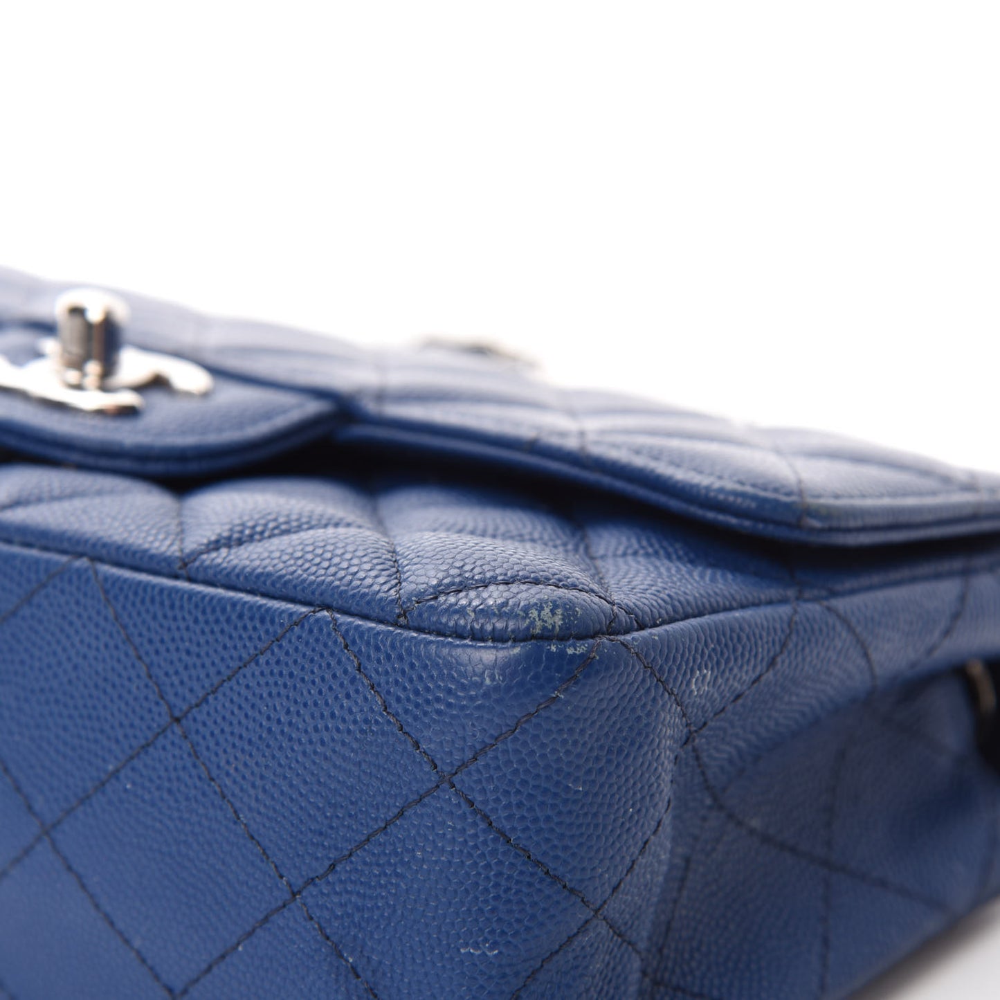 Caviar Quilted Mini Rectangular Flap Blue