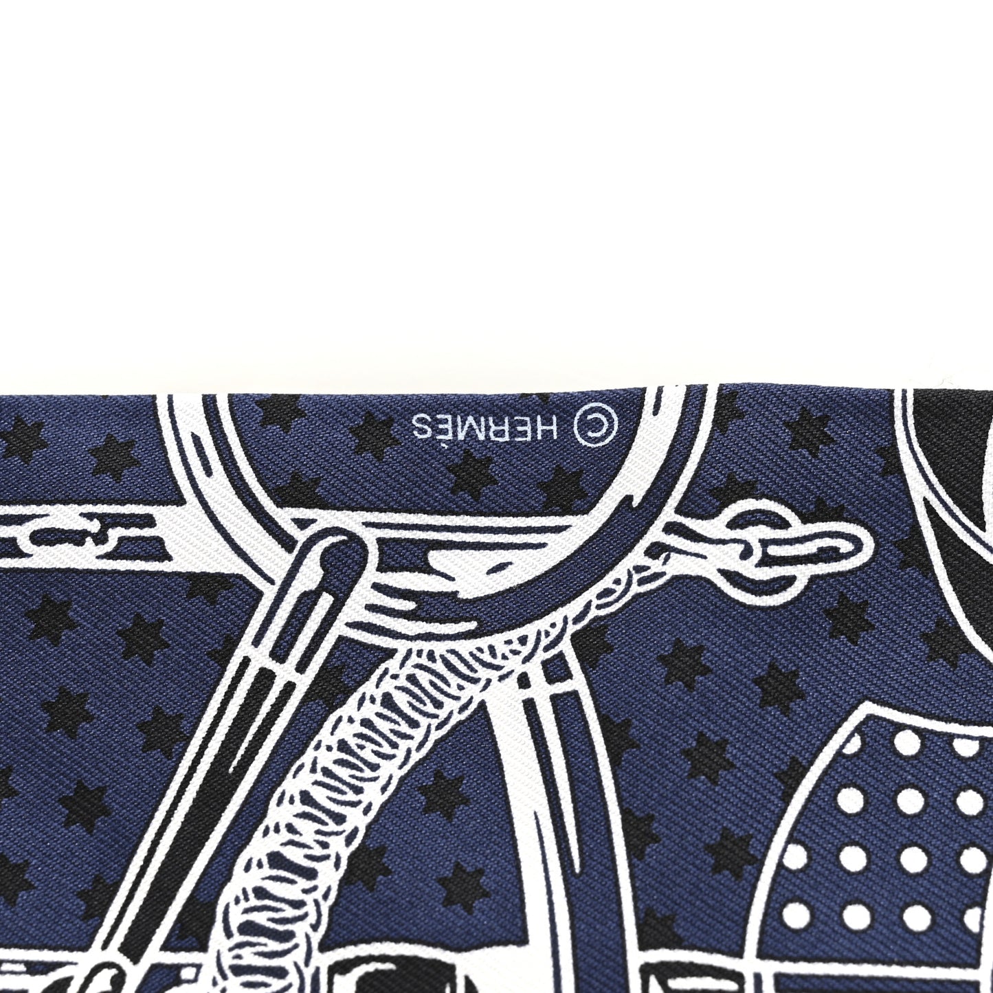 Silk Eperon d'Or Bandana Twilly Marine Vert Sauge White