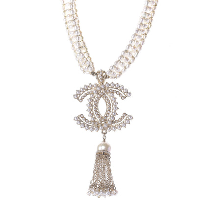 Chanel Pearl Crystal CC Long Necklace Gold 3 of 4