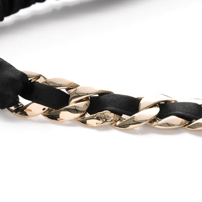 Chanel Satin Chain Headband Black Gold 4 of 5