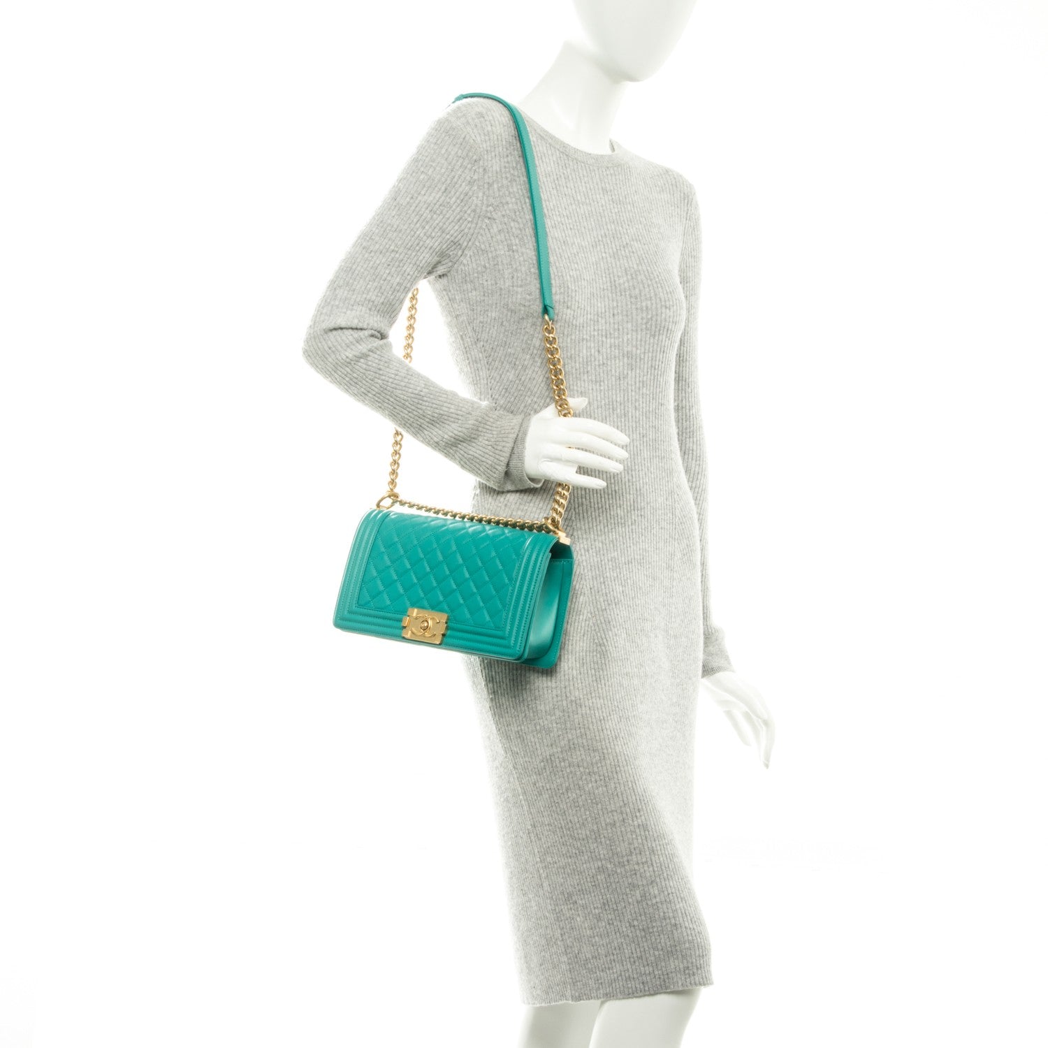 Chanel Lambskin Quilted Medium Boy Flap Turquoise 2 of 8