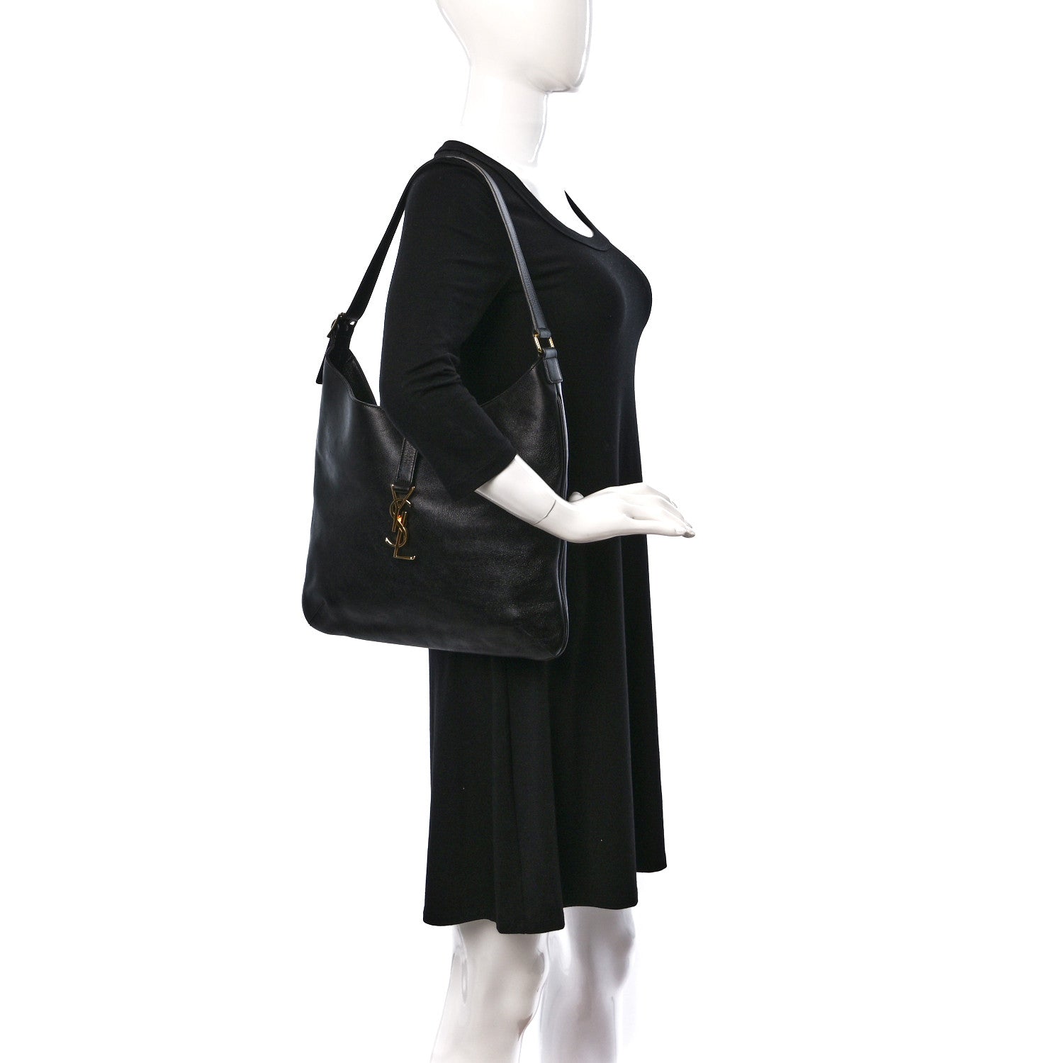 Saint Laurent Calfskin Monogram Hobo Black 2 of 10