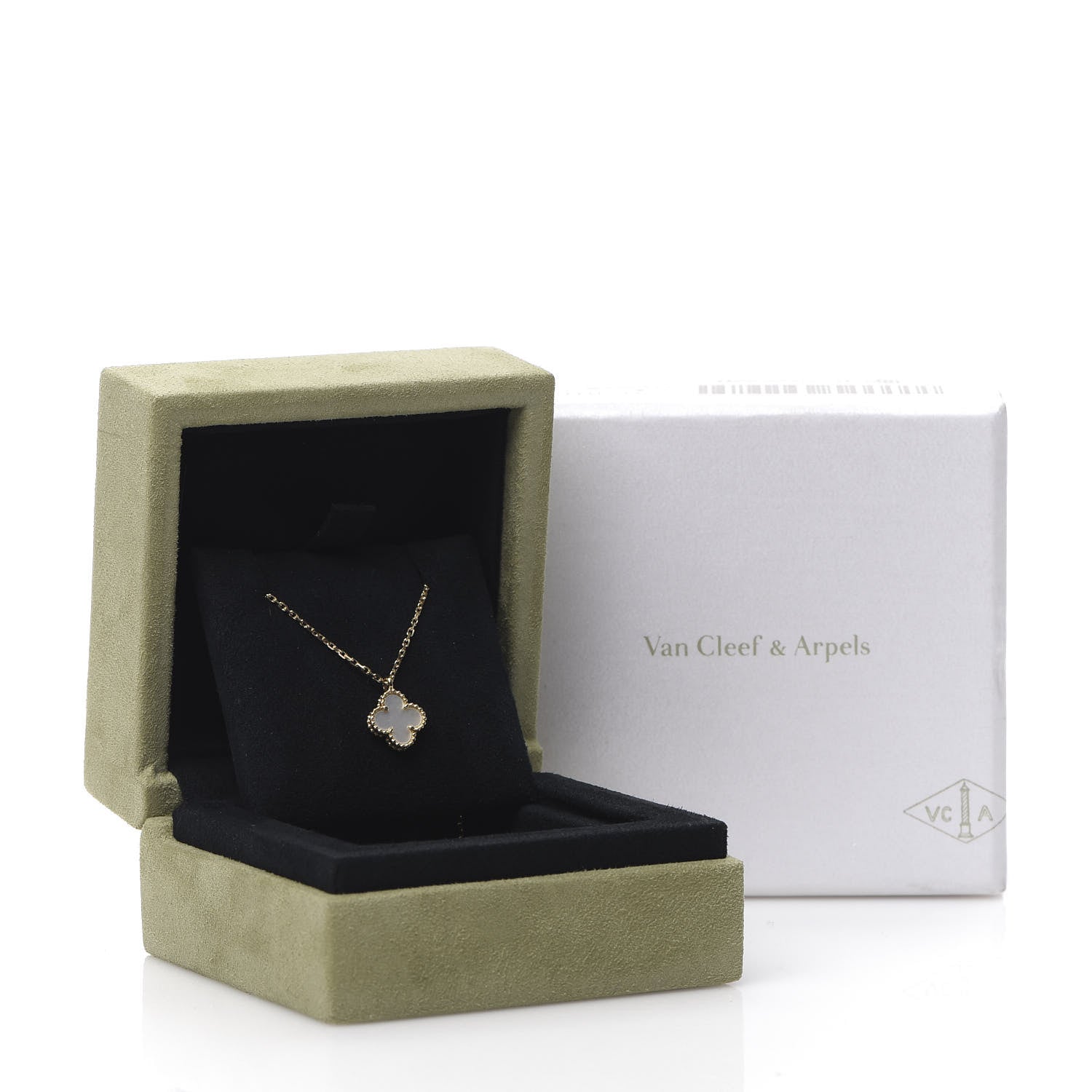 Van Cleef & Arpels 18K Yellow Gold Mother of Pearl Sweet Alhambra Pendant Necklace 5 of 5