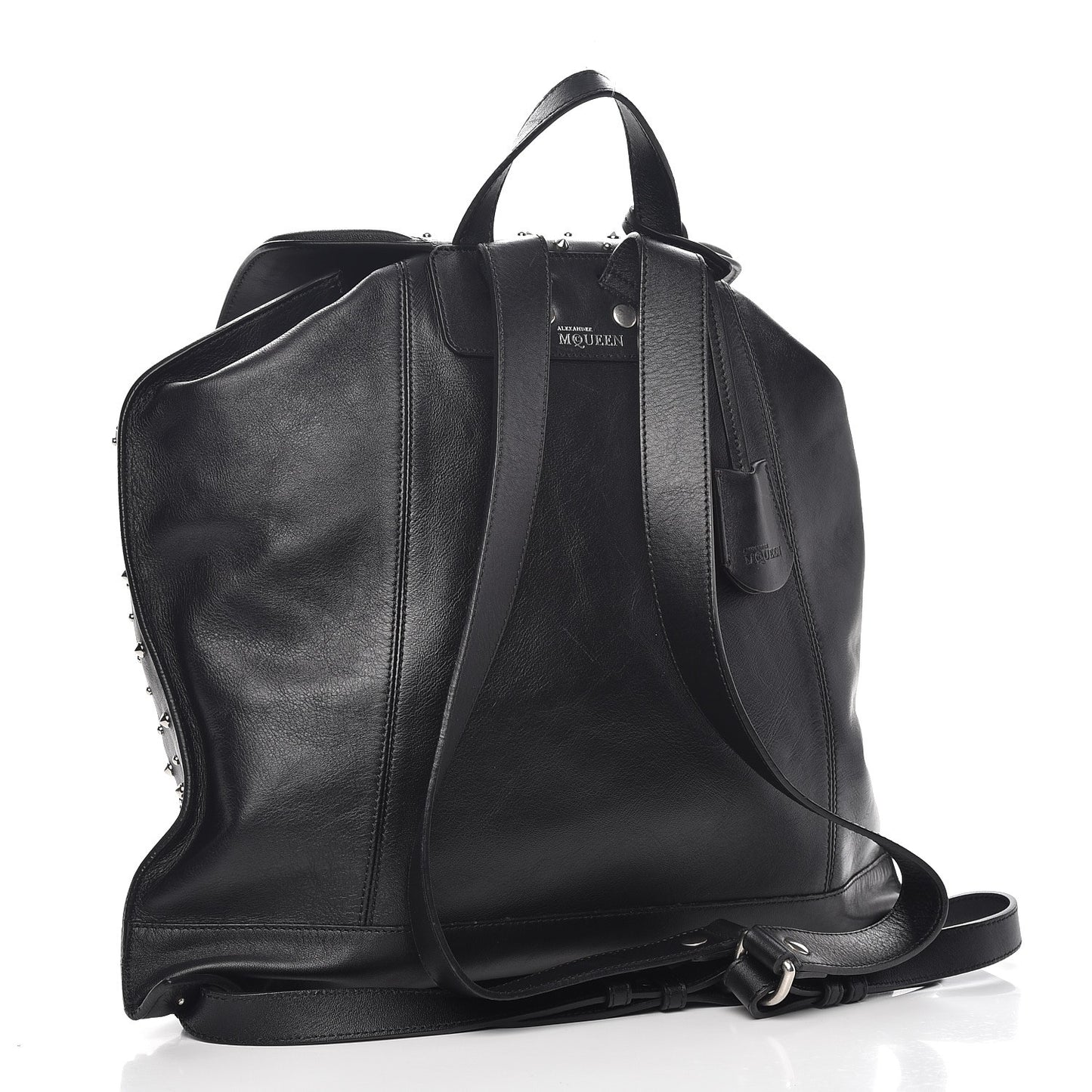 Calfskin Studded Padlock Backpack Black