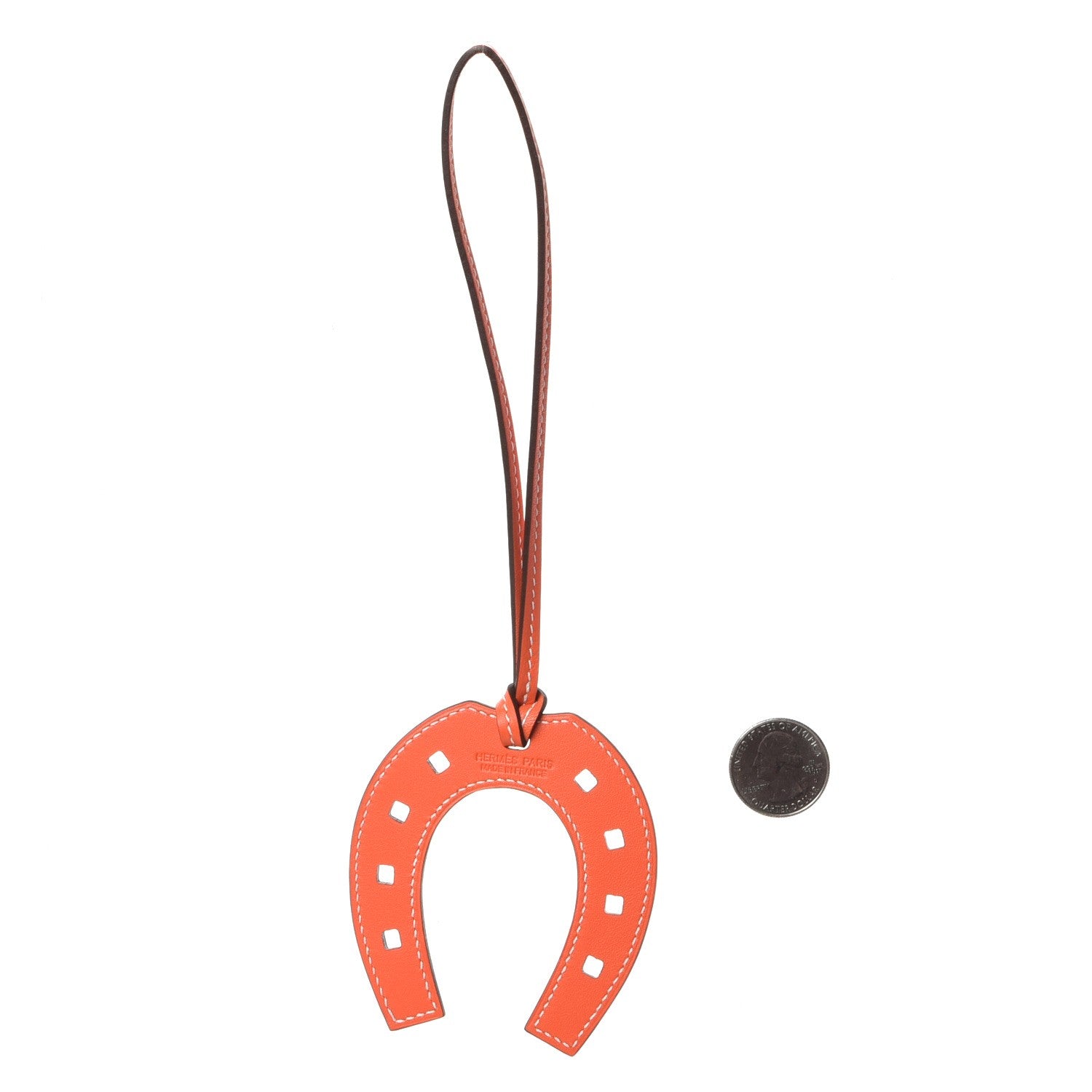 Hermes Swift Paddock Horseshoe Bag Charm Orange Poppy 2 of 4