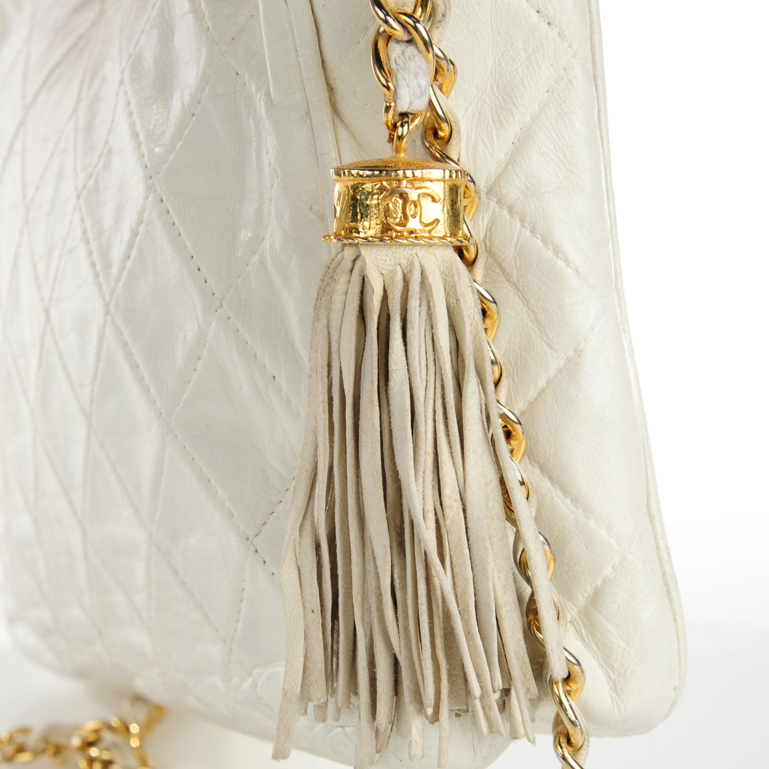 Chanel Lambskin Quilted Tassel Camera Case White 15 of 15