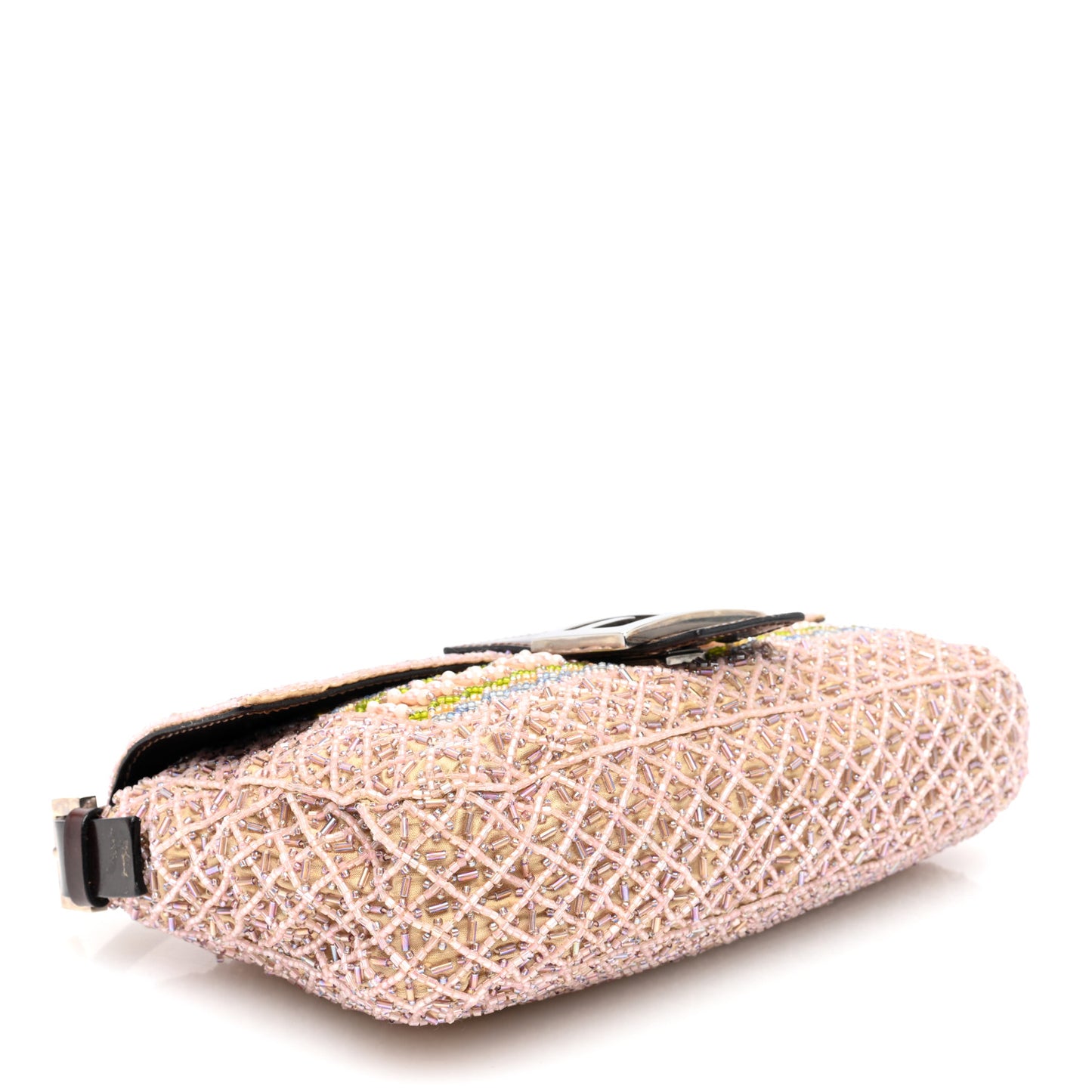 Linen Crystal Beaded Baguette Beige Multicolor