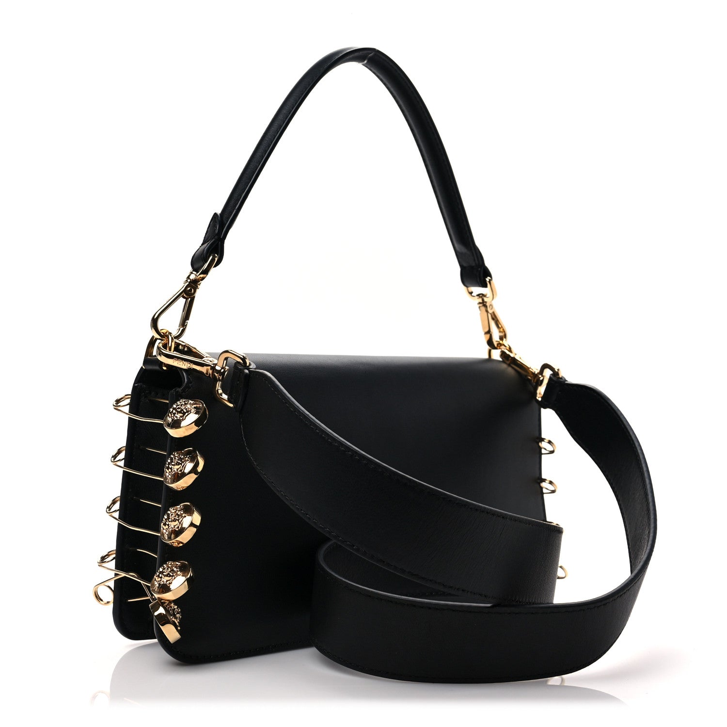 Fendi X VERSACE Vitello Seta Fendace Brooch Baguette Black 3 of 8
