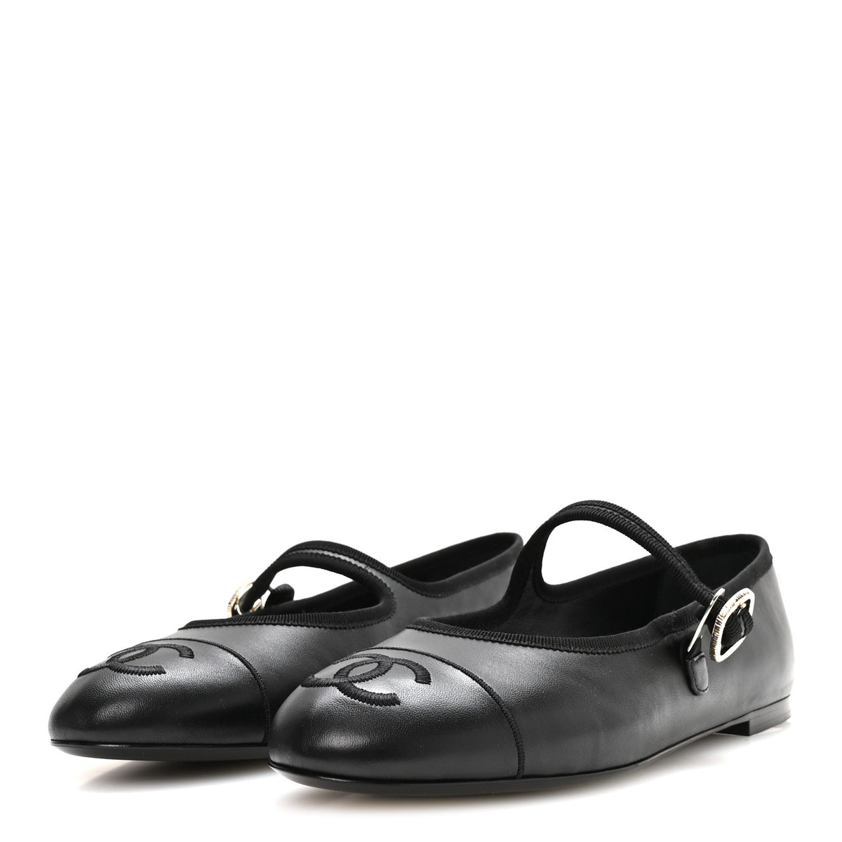 Lambskin Mary Jane Flats 40 Black