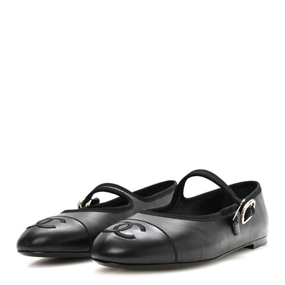 Chanel Lambskin Mary Jane Flats 40 Black 4 of 9