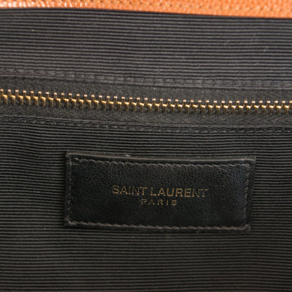 Saint Laurent Grain De Poudre Matelasse Chevron Large Monogram Satchel Brown 6 of 7